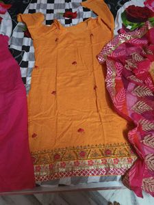Designer Orange Kurta Set with Dupatta
