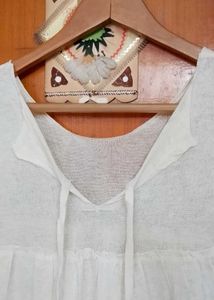 Cream Tie Neck sheer top