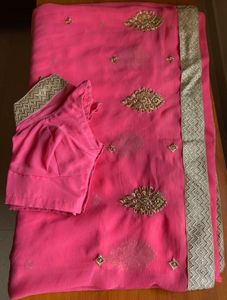 💕Peach Embellished Saree with Blouse 💕