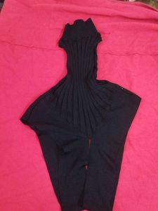 Unique and Rare Black Ribbed Knit Bodysuit
