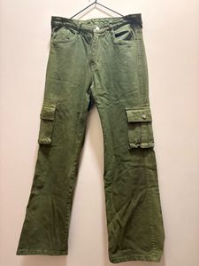 Green denim Cargo Pants