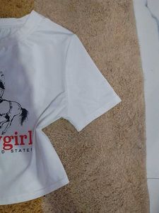 Shein White Cowgirl Graphic T-Shirt