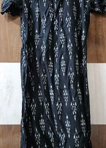 Black Ikat Print Kurta