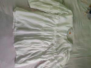 White Textured Peplum Top