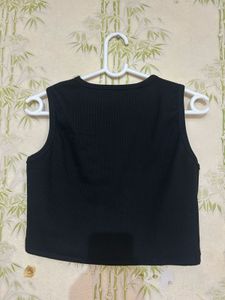 Classic Black Ribbed Crop Top