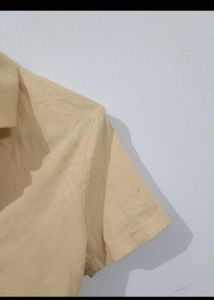 Beige Cropped Polo Top