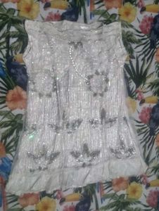 Elegant White Sequin Embellished Gown