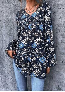 Chic Floral Print Long Sleeve Top
