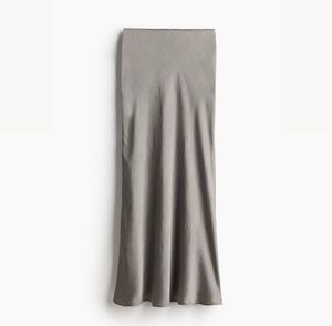 H&M Grey Satin Midi Skirt