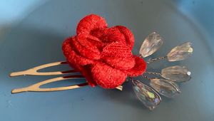 Red Rose Bridal Juda Hair Comb set of 2