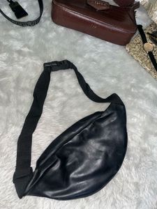 Black Waist Bag with Zippers