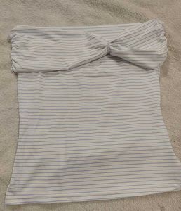 Blue Striped Off-Shoulder Top