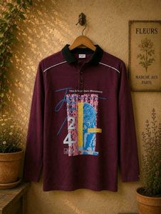 Men's Maroon Graphic Polo T-Shirt | Size 34 |