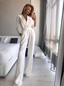 Elegant White Blazer Jumpsuit