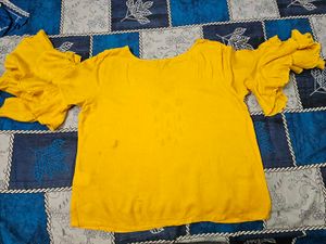Yellow Ruffled Sleeve Top