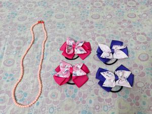 Cute Hair Bows & Necklace Set