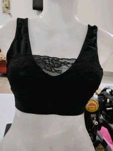 Premium Black Lace Seamless Sports Bra