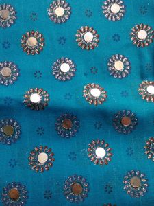 Firozi and Dark Blue khaddi Georgette Saree