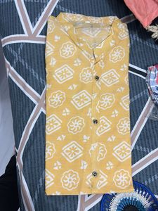 Yellow Printed Kurta Set