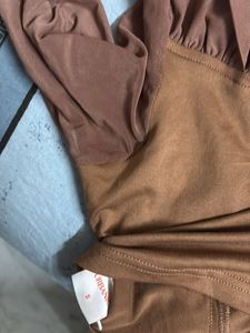 Brown Long Sleeve Ruched Top