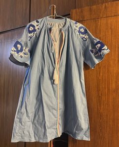 Floral Embroidered Denim Dress