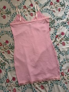 Pink Lace Trim Slip Dress