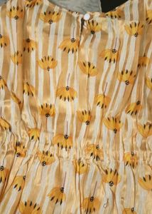 Cute Yellow Floral Print Kaftan Set