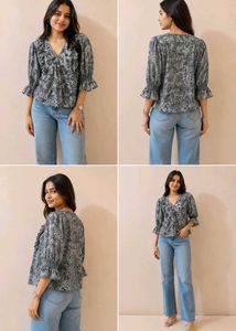 Stylish Printed Ruffle Top