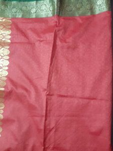 Beautiful Pink ND Green Pattu Sare With Blouse