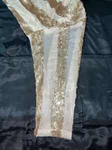 Elegant Gold Sequin Kurta &amp; Palazzo Set