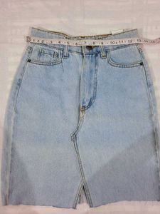 Light Wash Denim Skirt with Slit
