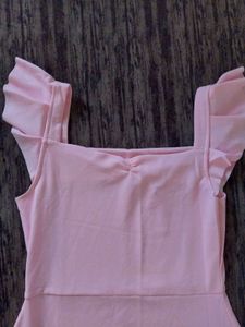 Pink Ruffle Sleeve Mini Dress