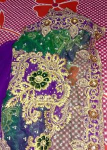 fully stone Hand work saree with blouse