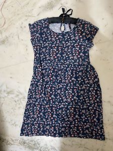 Chic Floral Print Dress &amp; Brown Top