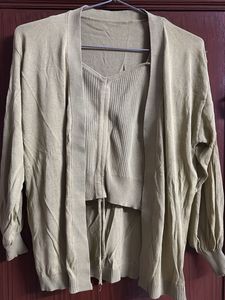 Cute Olive Green Tank Top With Shrug