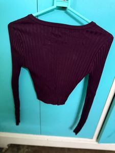 Burgundy Ribbed Long Sleeve Top forever 21