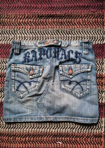 Distressed Denim Mini Skirt