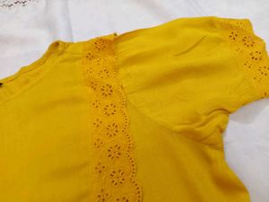 Yellow Lace Trim Top