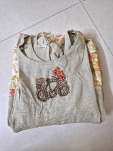 Embroidered Kurta with Bicycle Motif