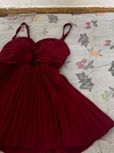 Maroon Bow Detail Dress