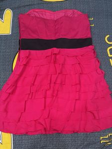 Ruffle Strapless Pink Dress