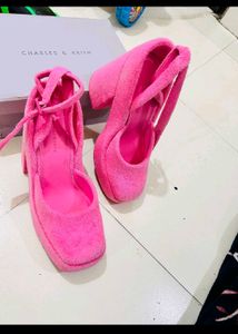 Charles Keith Hot Pink Terry Platform Heels