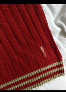 Adidas Vintage Red Knit Vest Sweater