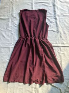 Maroon Embellished Shoulder Dress