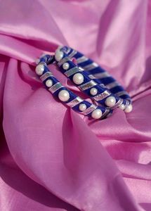 Blue Striped Pearl Bangles