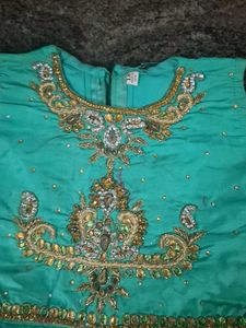 Elegant Teal Embroidered Ethnic Gown