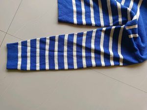 Blue &amp; White Striped Knit Sweater