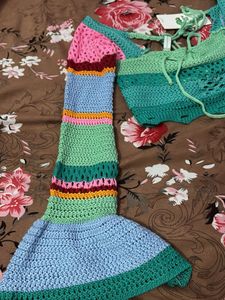 Crochet Knit Striped Crop Top