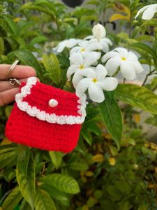 Red Crochet Coin Purse Keychain