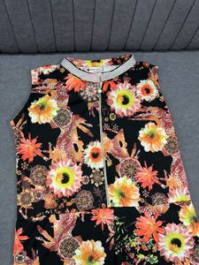Black Floral High-Low Maxi Dress with Front Slit